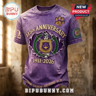 Omega Psi Phi Fraternity Crest Purple Distressed Shirt
