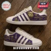 Omega Psi Phi Howard University Purple Casual Sneakers featuring gold bulldog mascot, fraternity symbols, and Greek text.