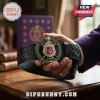 Omega Psi Phi Limited Edition Leather Belt featuring a metal crest buckle with Greek letters, swords, and a laurel wreath.