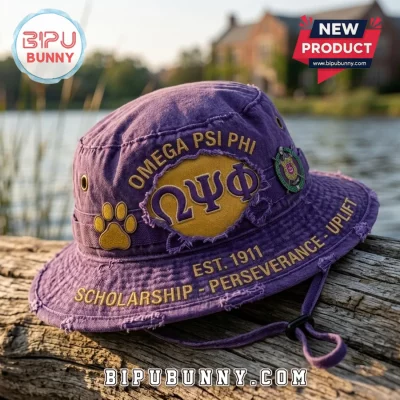 Omega Psi Phi Premium Distressed Purple Bucket Hat