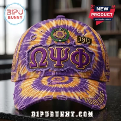 Omega Psi Phi Purple and Gold Custom Baseball Cap