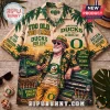Oregon Ducks Too Old To Care Hawaiian shirt featuring a bearded man, palm trees, and team text on a tan background.