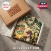 Oregon Ducks Too Old To Care Hawaiian shirt with a sunset graphic, palm trees, and an older man wearing a green hat.