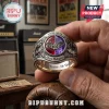 Ozzy Osbourne 1970-2026 Engraved Ring featuring a split red and purple gemstone, bat motifs, and metallic band details.