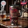 Ozzy Osbourne 78th Anniversary YETI tumbler featuring red flame patterns, Prince of Darkness text, and a bat-skull graphic.