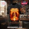 Ozzy Osbourne In Loving Memory Black T-Shirt featuring a portrait of Ozzy, flames, a cross, and Prince of Darkness text.