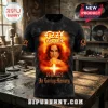 Ozzy Osbourne In Loving Memory Black T-Shirt featuring a portrait of Ozzy with a cross and dates 1948-2025 on front.
