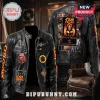Ozzy Osbourne Prince of Darkness black leather jacket featuring band patches, album artwork, and signature detailing.