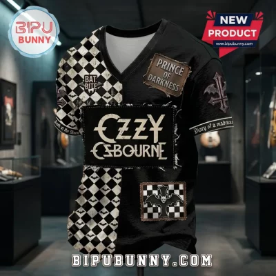 Ozzy Osbourne Prince of Darkness Checkered V-Neck T-Shirt
