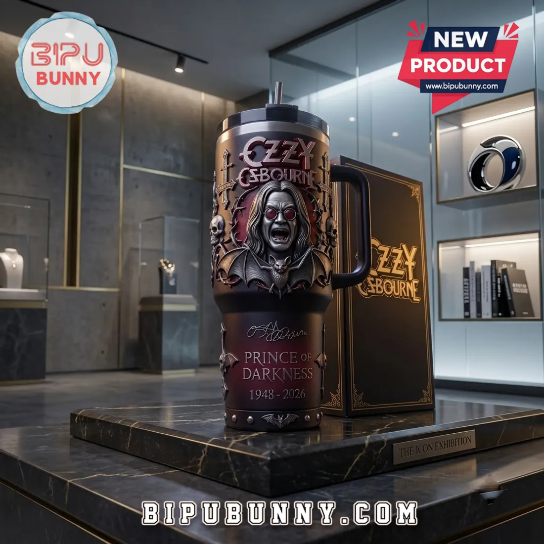 Ozzy Osbourne Prince of Darkness Embossed Handle Tumbler Ozzy Osbourne Prince of Darkness Embossed Handle Tumbler