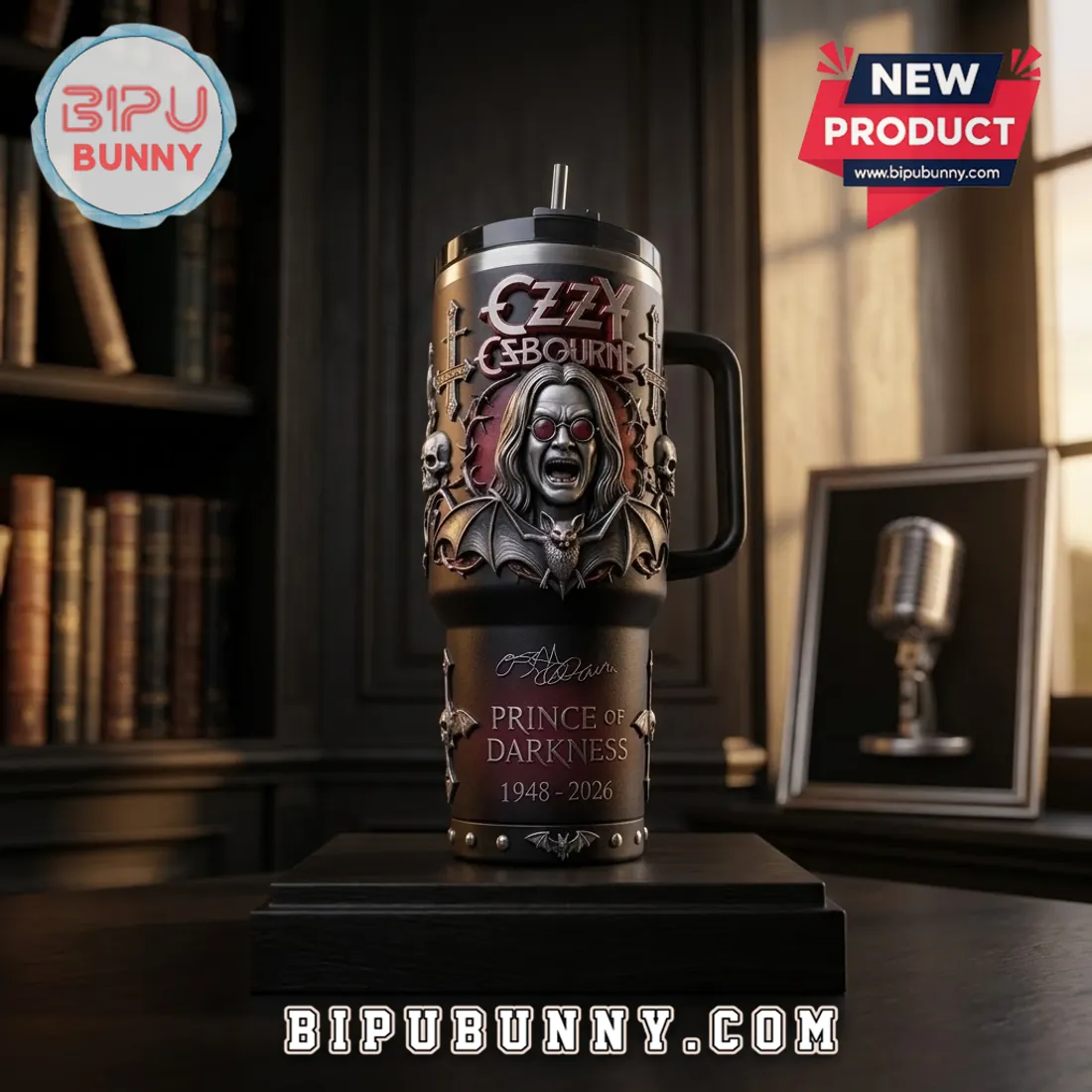 Ozzy Osbourne Prince of Darkness Embossed Handle Tumbler Ozzy Osbourne Prince of Darkness Embossed Handle Tumbler