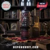 Ozzy Osbourne Prince of Darkness embossed handle tumbler with 3D skull and bat detailing against a vintage library backdrop.
