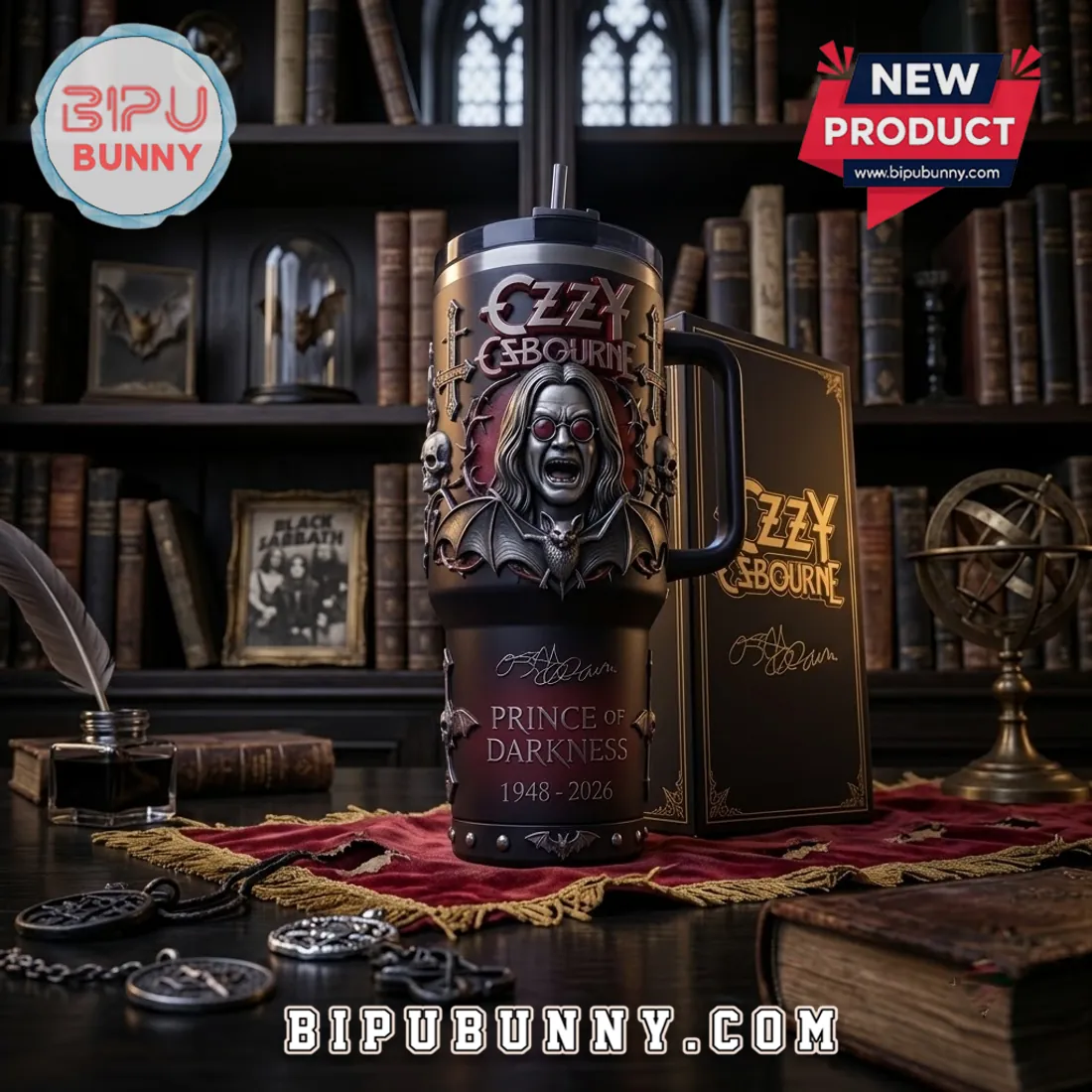 Ozzy Osbourne Prince of Darkness Embossed Handle Tumbler Ozzy Osbourne Prince of Darkness Embossed Handle Tumbler