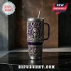 Ozzy Osbourne Prince of Darkness embossed Stanley tumbler in purple with a 3D metal portrait and gothic cross detailing.