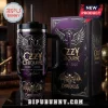 Ozzy Osbourne Prince of Darkness stainless steel handle tumbler with purple graphic, wing motif, and 1948-2025 text.