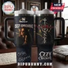 Ozzy Osbourne Prince of Darkness Stanley Tumbler 40oz featuring a portrait of Ozzy, gothic sword motifs, and black finish.