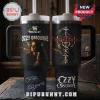 Ozzy Osbourne Prince of Darkness Stanley Tumbler 40oz featuring a portrait of Ozzy, gothic cross, and his printed signature.