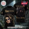 Ozzy Osbourne Rock and Roll Hall of Fame black shirt featuring a portrait of Ozzy with round glasses and signature font.