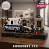 Paramedic Tribute Emergency Ambulance Building Set featuring two medic minifigures, a stretcher, and a memorial monument.