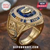 Parramatta Eels 1947 Engraved Gold Ring featuring a large blue center stone, gold eel emblem, and intricate side detailing.