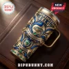 Parramatta Eels Gold Embossed Stanley Tumbler 40oz featuring blue and gold ornate detailing and an NRL logo emblem.