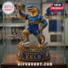 Parramatta Eels Mascot Solar LED Garden Light standing on a stadium base with a Steeden football and team colors.