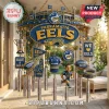 Parramatta Eels Premium Team Mascot Wind Chime featuring club logo, miniature jersey, trophy, and stadium charms in blue/gold.