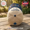 Peanuts Autism Awareness Snoopy Beige Baseball Cap featuring a navy brim, puzzle piece icon, and embroidered Snoopy graphic.