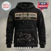 Penrith Panthers 1967-2026 Premium Black Hoodie featuring a central heritage text patch and a prowling panther graphic.