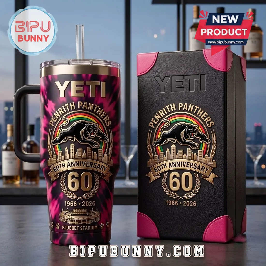Penrith Panthers 60th Anniversary Tie-Dye Stanley Tumbler Penrith Panthers 60th Anniversary Tie-Dye Stanley Tumbler
