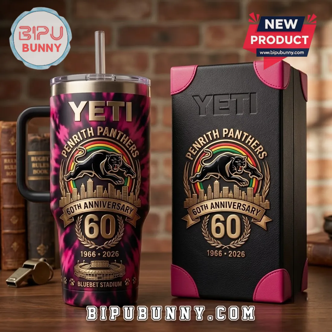 Penrith Panthers 60th Anniversary Tie-Dye Stanley Tumbler Penrith Panthers 60th Anniversary Tie-Dye Stanley Tumbler