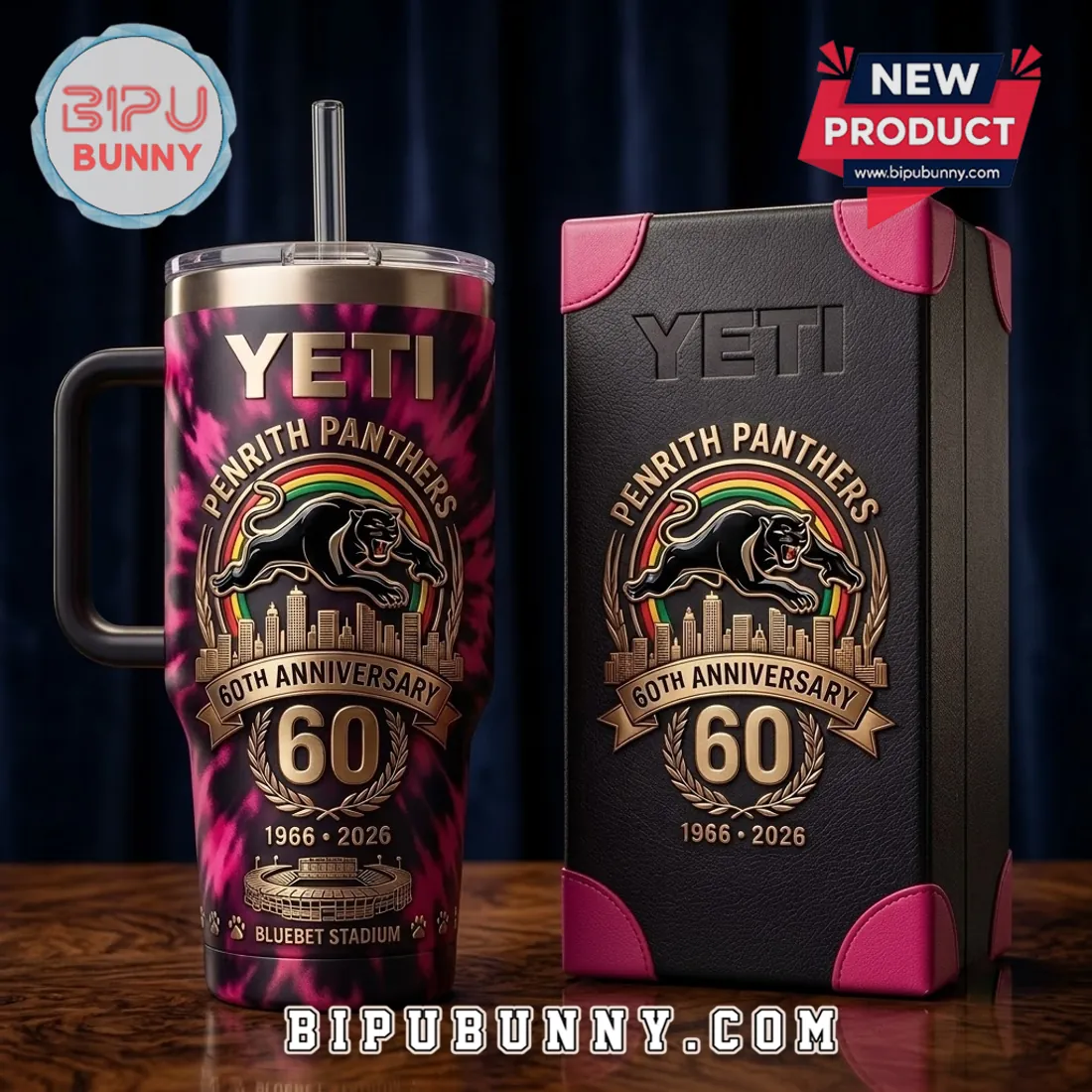 Penrith Panthers 60th Anniversary Tie-Dye Stanley Tumbler Penrith Panthers 60th Anniversary Tie-Dye Stanley Tumbler