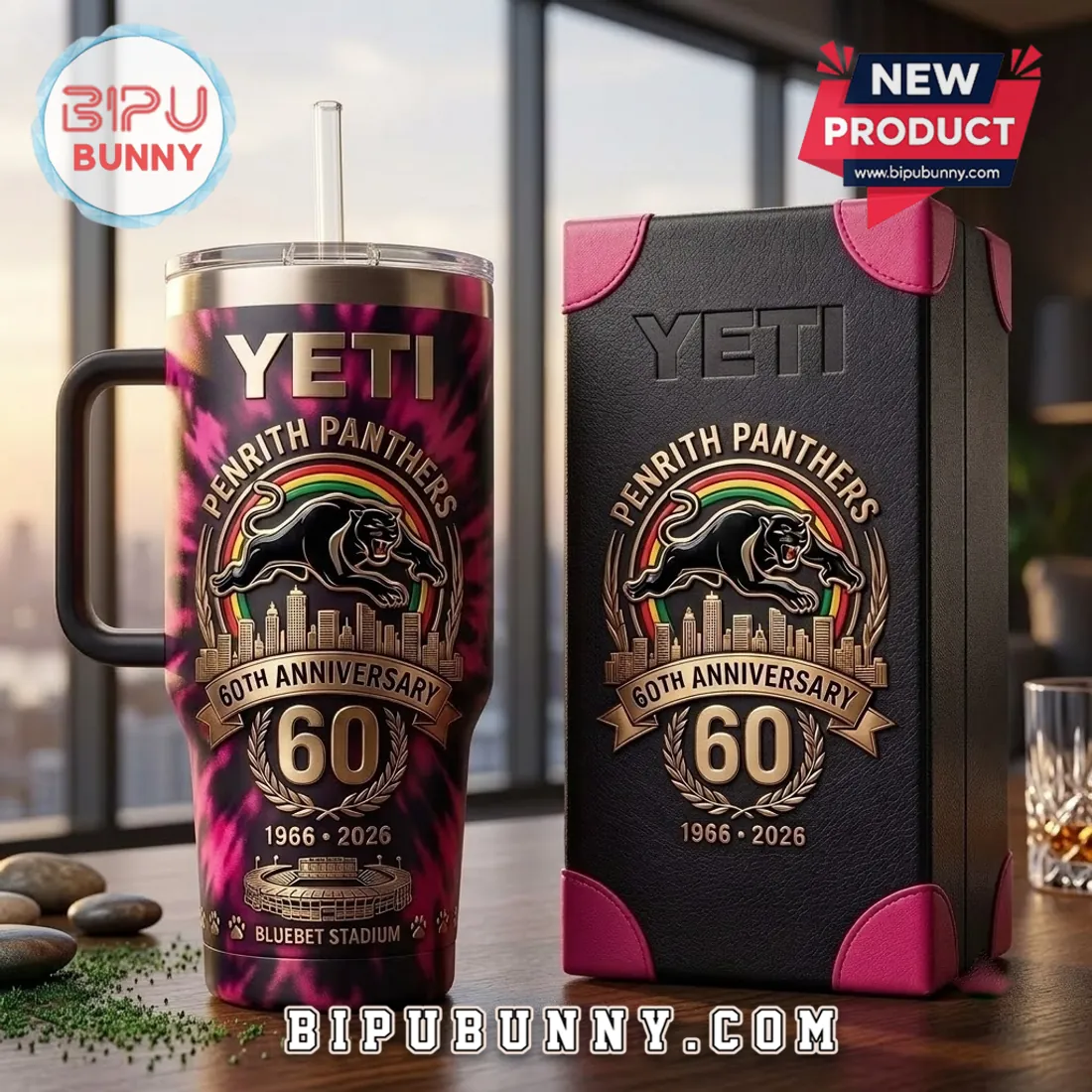 Penrith Panthers 60th Anniversary Tie-Dye Stanley Tumbler Penrith Panthers 60th Anniversary Tie-Dye Stanley Tumbler