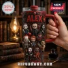 Personalized Horror Movie Characters 40oz Tumbler featuring iconic villains on a red background with custom name Alex.