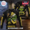 Personalized Iowa Hawkeyes Grinch Christmas 2026 Hoodie in black with green Grinch character, yellow star prints, and logo.