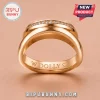 Personalized Letter D Rose Gold Heart Butterfly Ring featuring a polished band with engraved text on a tan background.