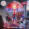 Personalized Spider Hero Multi-Character LED Night Light with six superhero figures under a web-patterned translucent dome.