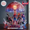Personalized Spider Hero Multi-Character LED Night Light with five superhero figures and a spiderweb dome base.