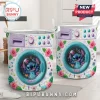 Personalized Stitch Quilted Laundry Basket shaped like a washing machine with a blue character graphic and floral prints.
