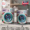 Personalized Stitch Quilted Laundry Basket in two sizes featuring a washing machine design with tropical floral patterns.