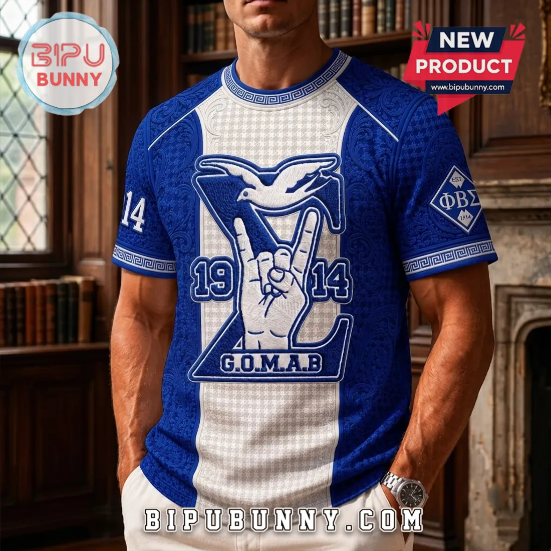 Phi Beta Sigma 1914 Blue White Shirt Phi Beta Sigma 1914 Blue White Shirt