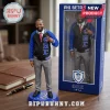 Phi Beta Sigma Custom Acrylic Plaque figure wearing a blue and black letterman jacket, grey slacks, and standing on a base.