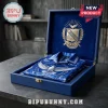 Phi Beta Sigma Fraternity Blue Hawaiian Shirt folded inside a velvet-lined display box with crest branding.