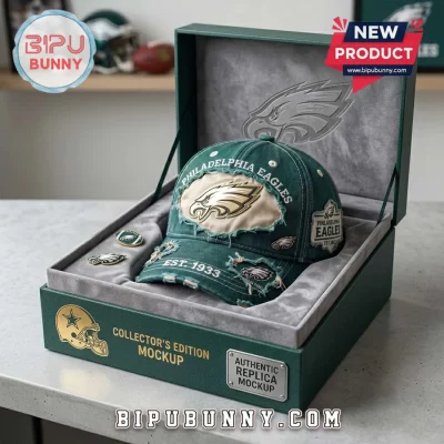 Philadelphia Eagles Distressed Green Embroidered Baseball Cap