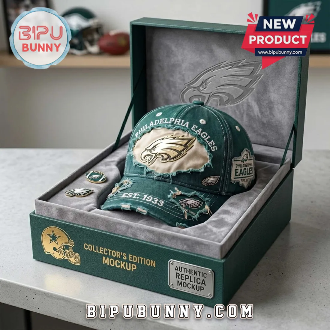 Philadelphia Eagles Distressed Green Embroidered Baseball Cap Philadelphia Eagles Distressed Green Embroidered Baseball Cap