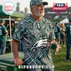 Philadelphia Eagles Old Bastards Vintage Custom Shirt featuring a green and white tribal print pattern on a man.