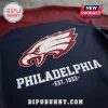 Philadelphia Eagles x Spider-Man shirt featuring a midnight blue fabric with a white eagle logo and spider-web graphic.