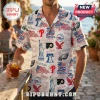 Philadelphia Teams America 250th Anniversary Patriotic Hawaiian Shirt featuring team logos, Liberty Bell, and US flags.