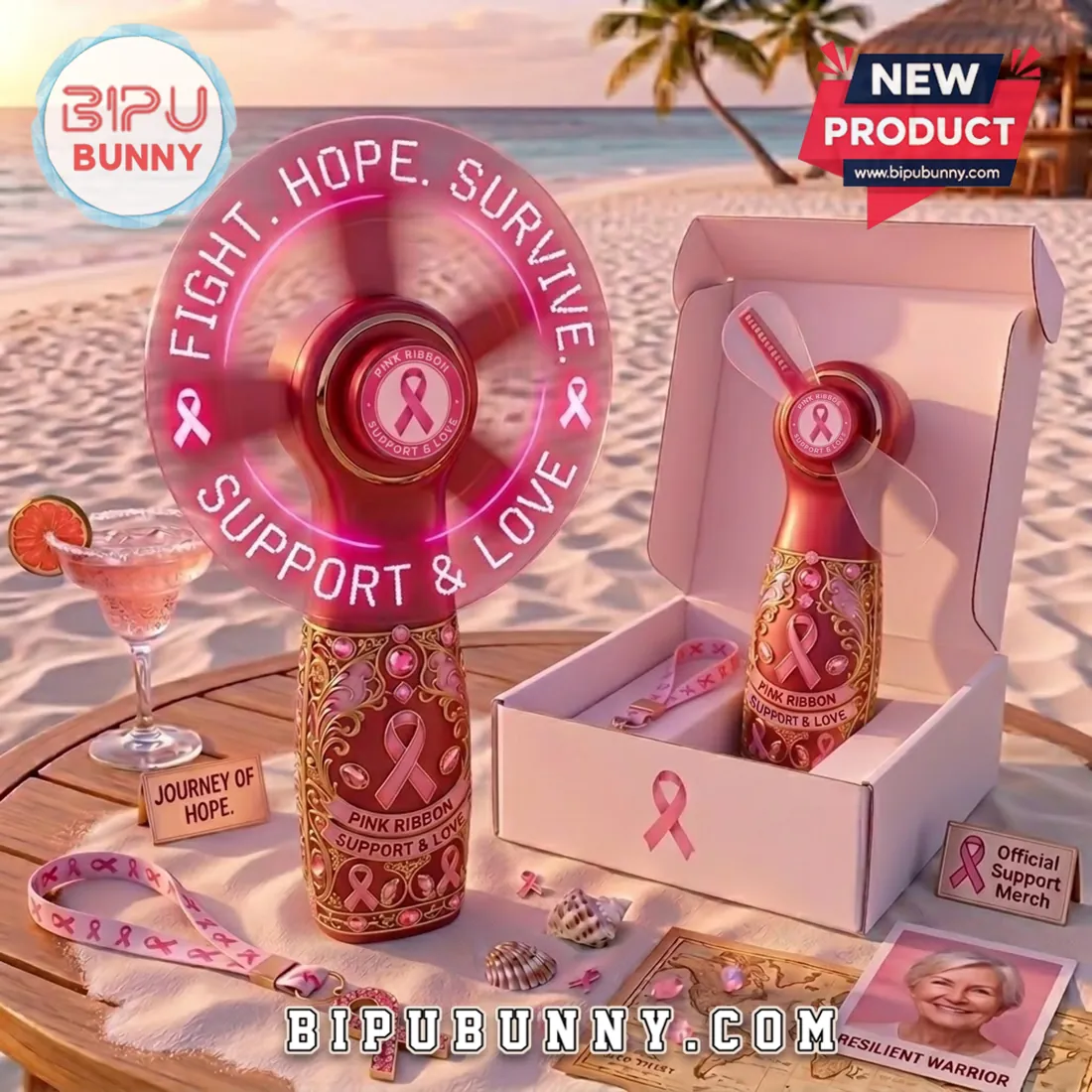 Pink Ribbon LED Rechargeable Hand Fan Pink Ribbon LED Rechargeable Hand Fan