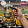 Pittsburgh Steelers 93rd Anniversary Stanley Tumbler featuring black and yellow tie-dye, team logo, and stadium graphic.